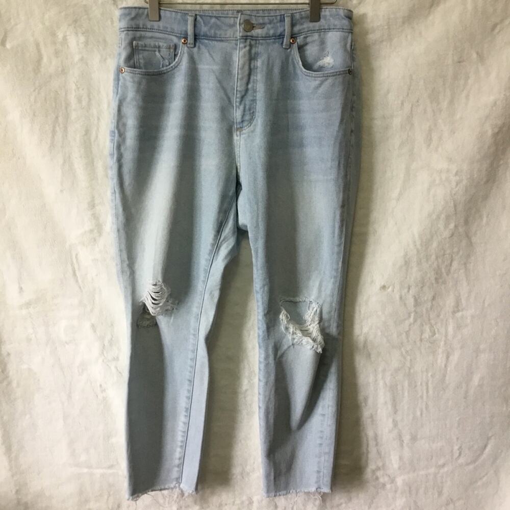 Loft Light Blue Curvy High Waist Skinny Ankle Jeans